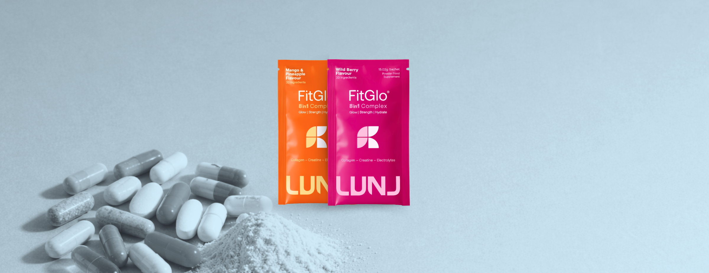 LUNJ FitGlo a one daily sachet replaces 7 supplements.